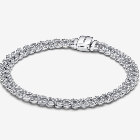 PANDORA TIMELESS PAVE CUBAN CHAIN BRACELET! NEW IN THE BOX! - Picture 3 of 16